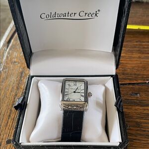 Coldwater Creek Silver-Tone Watch with Black Strap